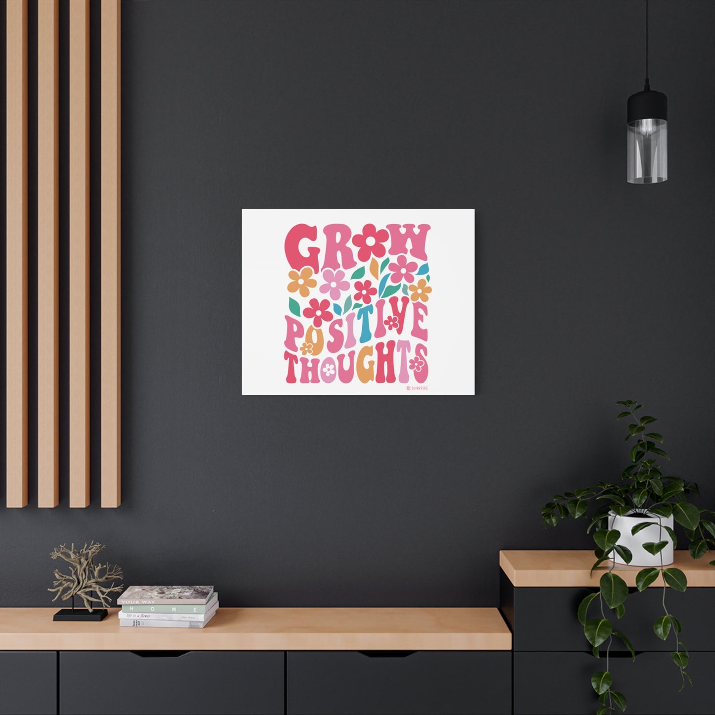 Positive Thoughts Canvas Wall Art, Grow Positive Thoughts Home Decor, Flower Wall Decor, Gift for Encouragement, Motivational Artwork, [...]
