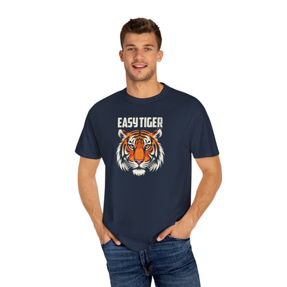 Funny Easy Tiger Unisex T-shirt, Tiger Face Graphic Tee, Sarcastic Animal Lover Shirt, Cool Gift for Men and Women, Unique Statement Top