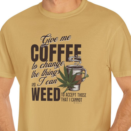 Coffee and Weed Funny Unisex T-shirt, Hilarious Tee for Coffee and Cannabis Lovers, Relaxed Fit Shirt for Daily Wear, Gift for Friends,