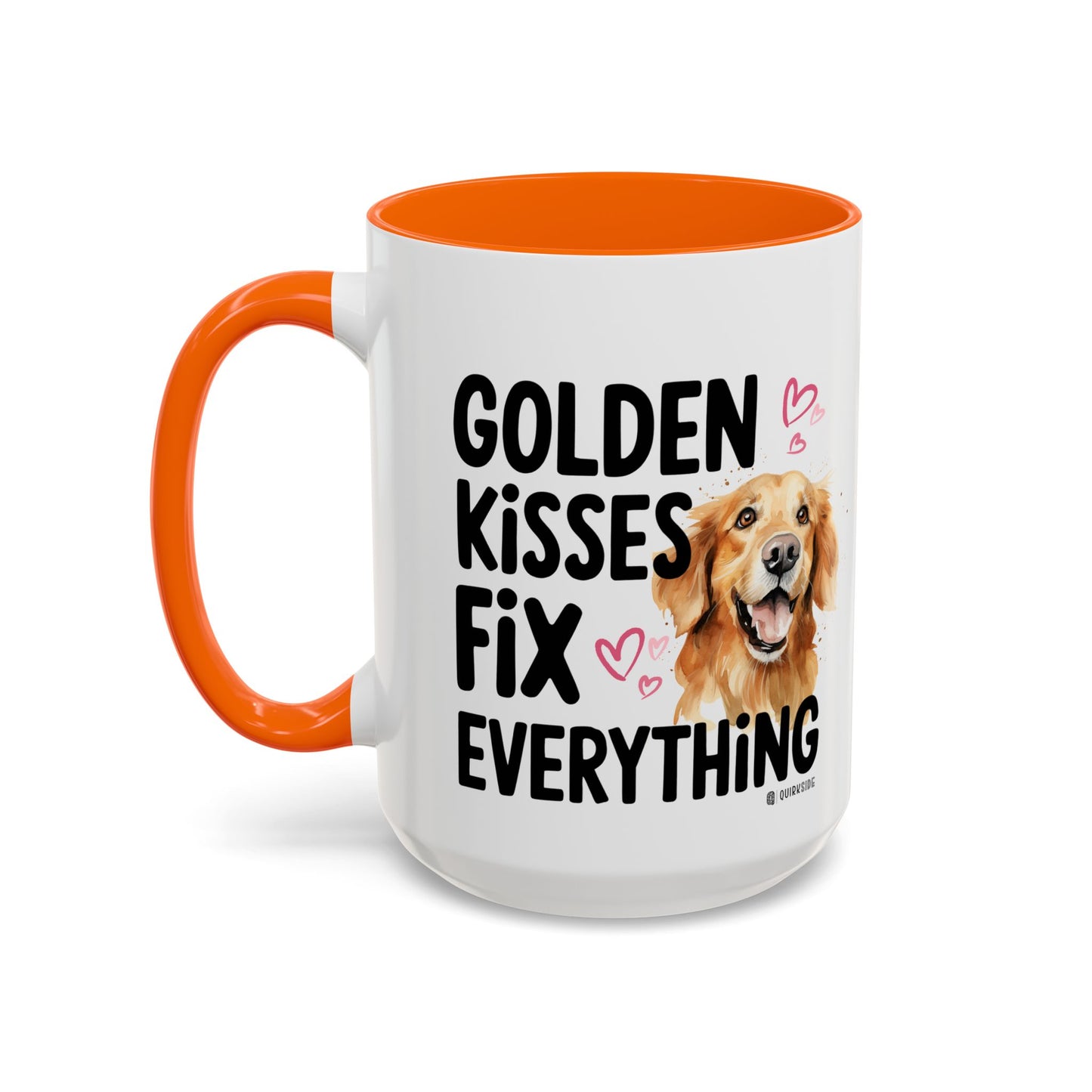 Golden Kisses Fix Everything Mug, Dog Lover Gift, Pet Owner Coffee Cup, Cute Animal Lover Mug, Fun Pet Quote Mug