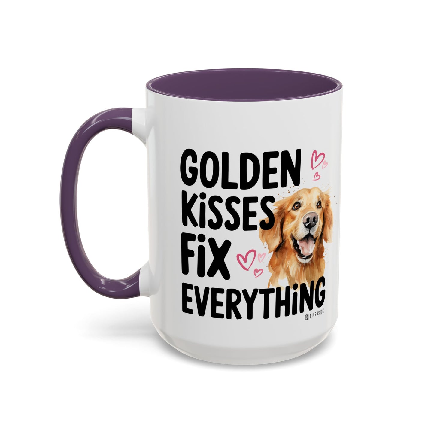 Golden Kisses Fix Everything Mug, Dog Lover Gift, Pet Owner Coffee Cup, Cute Animal Lover Mug, Fun Pet Quote Mug