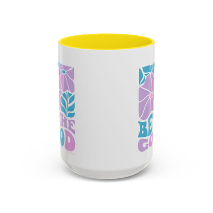 Accent Coffee Mug | 'Be the Good' Floral Design | Inspirational Mug, Gift for Her, Office Mug, Coffee Lover Gift, Home Decor