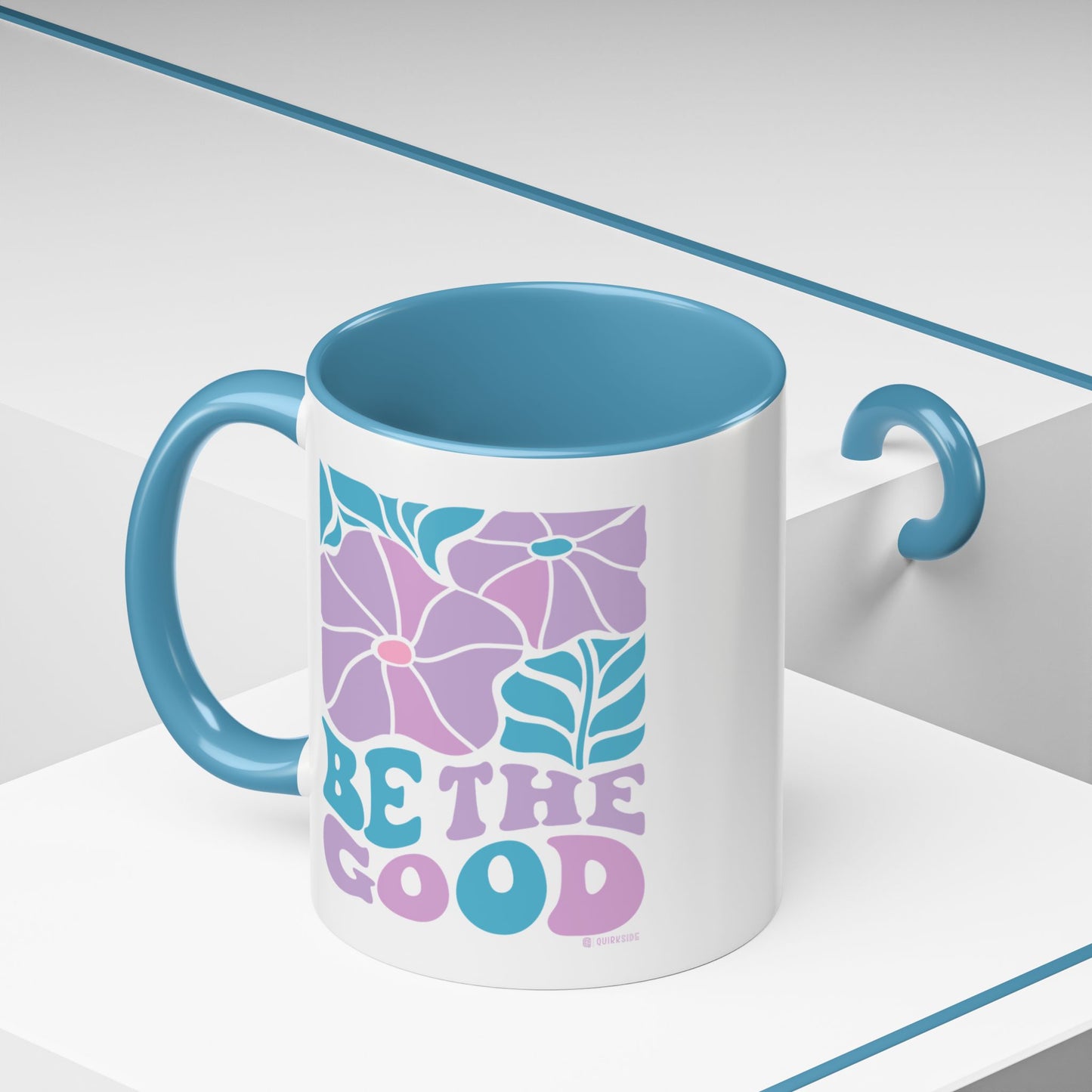 Accent Coffee Mug | 'Be the Good' Floral Design | Inspirational Mug, Gift for Her, Office Mug, Coffee Lover Gift, Home Decor