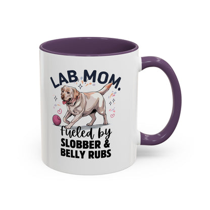 Lab Mom Coffee Mug - Fueled by Slobber & Belly Rubs, Dog Lover Gift, Pet Owner Coffee Cup, Personalized Dog Mom Mug, Cute Animal Mug