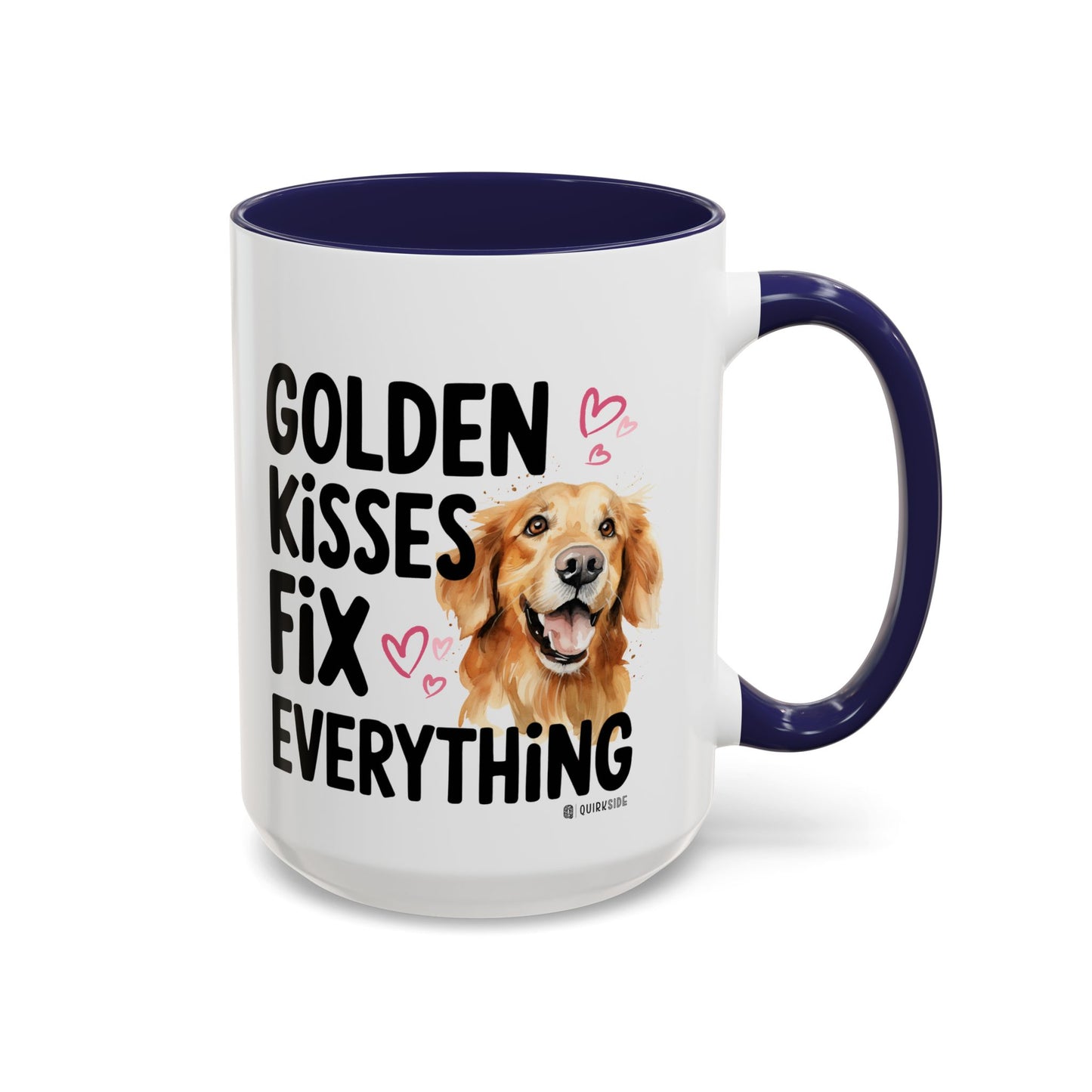Golden Kisses Fix Everything Mug, Dog Lover Gift, Pet Owner Coffee Cup, Cute Animal Lover Mug, Fun Pet Quote Mug