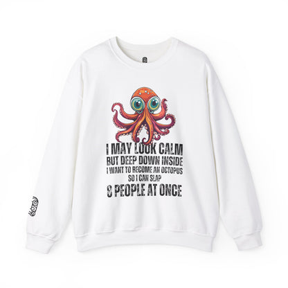 Octopus-themed Sweatshirt, Funny Unisex Crewneck Jumper, Quirky Humor Top, Stand Out Clothing, Hilarious Gift for Men and Women - Quirkside Creations