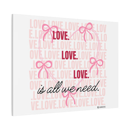 Love-Themed Canvas Wall Art with Pink Bows, Inspirational Home Decor for Weddings, Anniversaries, Valentine's Day, Gifts for Her