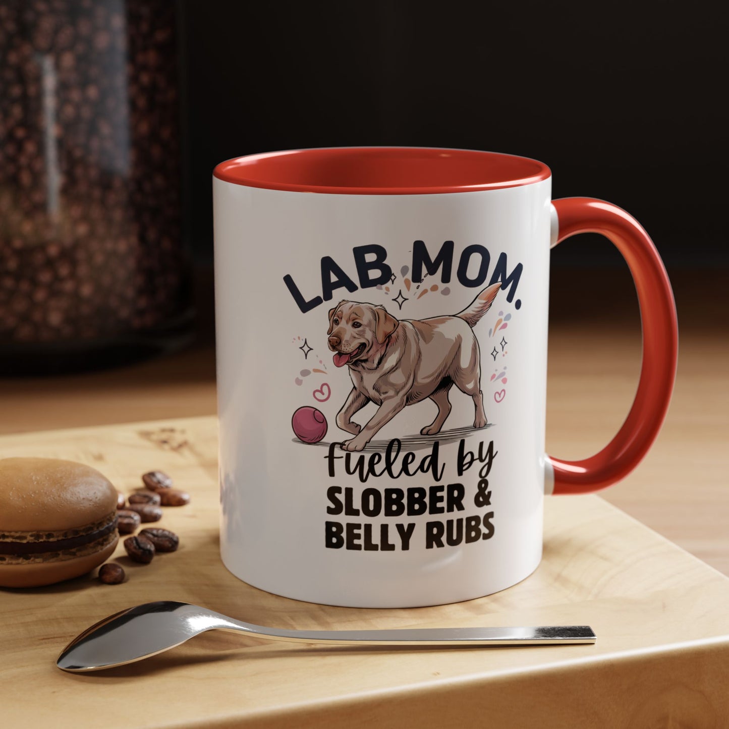 Lab Mom Coffee Mug - Fueled by Slobber & Belly Rubs, Dog Lover Gift, Pet Owner Coffee Cup, Personalized Dog Mom Mug, Cute Animal Mug