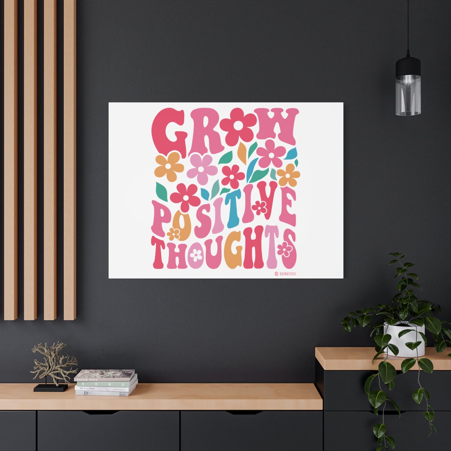 Positive Thoughts Canvas Wall Art, Grow Positive Thoughts Home Decor, Flower Wall Decor, Gift for Encouragement, Motivational Artwork, [...]