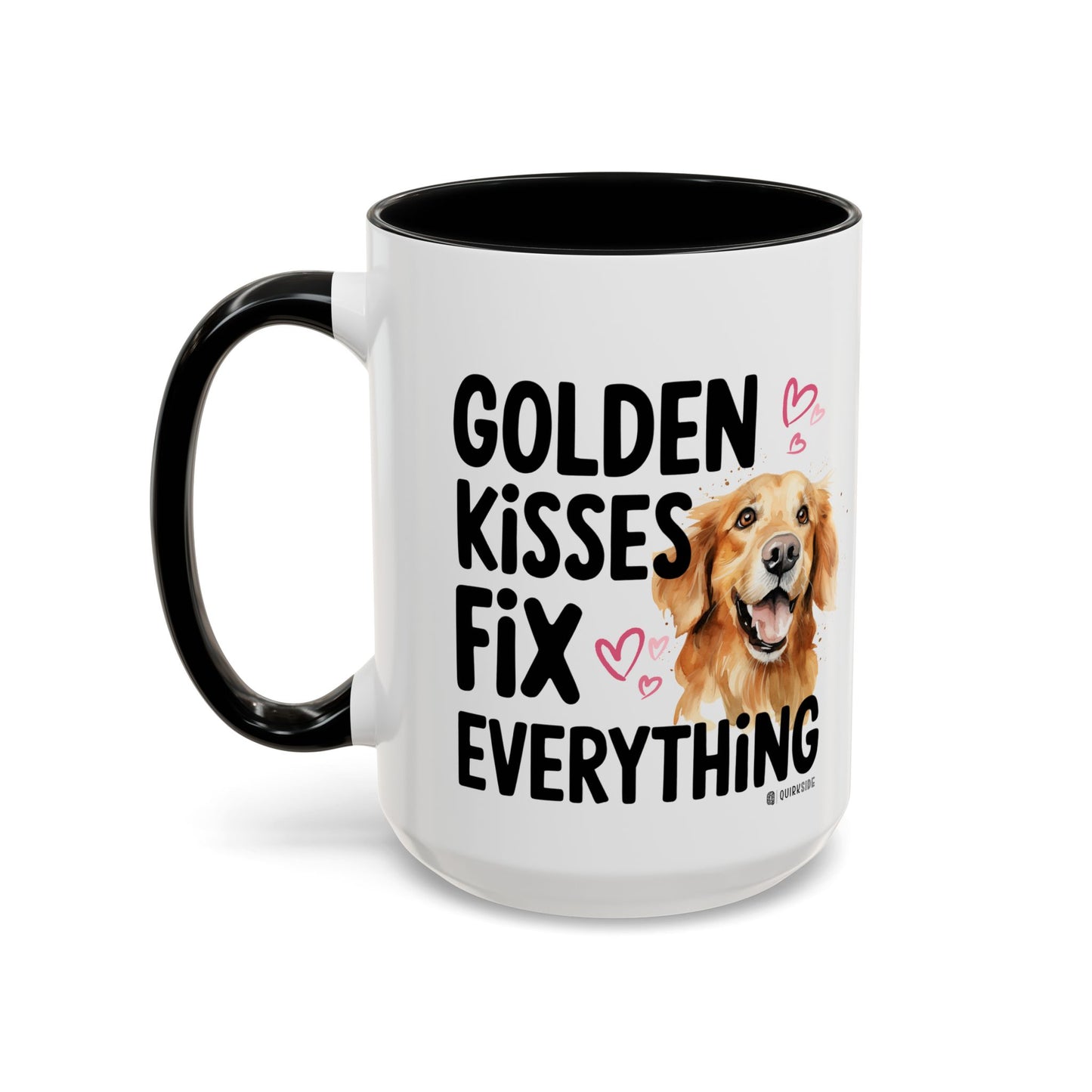 Golden Kisses Fix Everything Mug, Dog Lover Gift, Pet Owner Coffee Cup, Cute Animal Lover Mug, Fun Pet Quote Mug