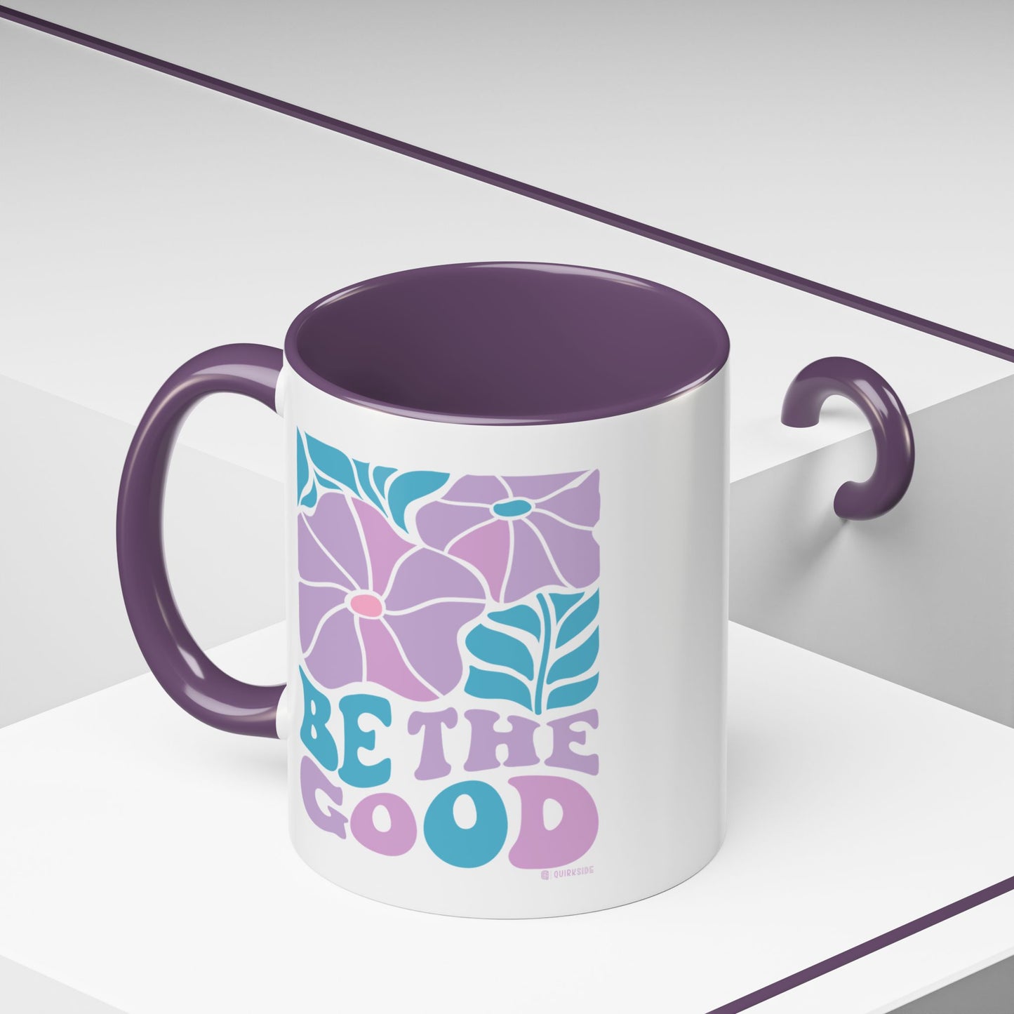 Accent Coffee Mug | 'Be the Good' Floral Design | Inspirational Mug, Gift for Her, Office Mug, Coffee Lover Gift, Home Decor