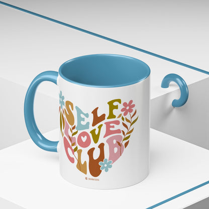 Self Love Club Coffee Mug - Empowering Floral Design, Great for Gifts, Self-Care, Friends, Motivational Mugs