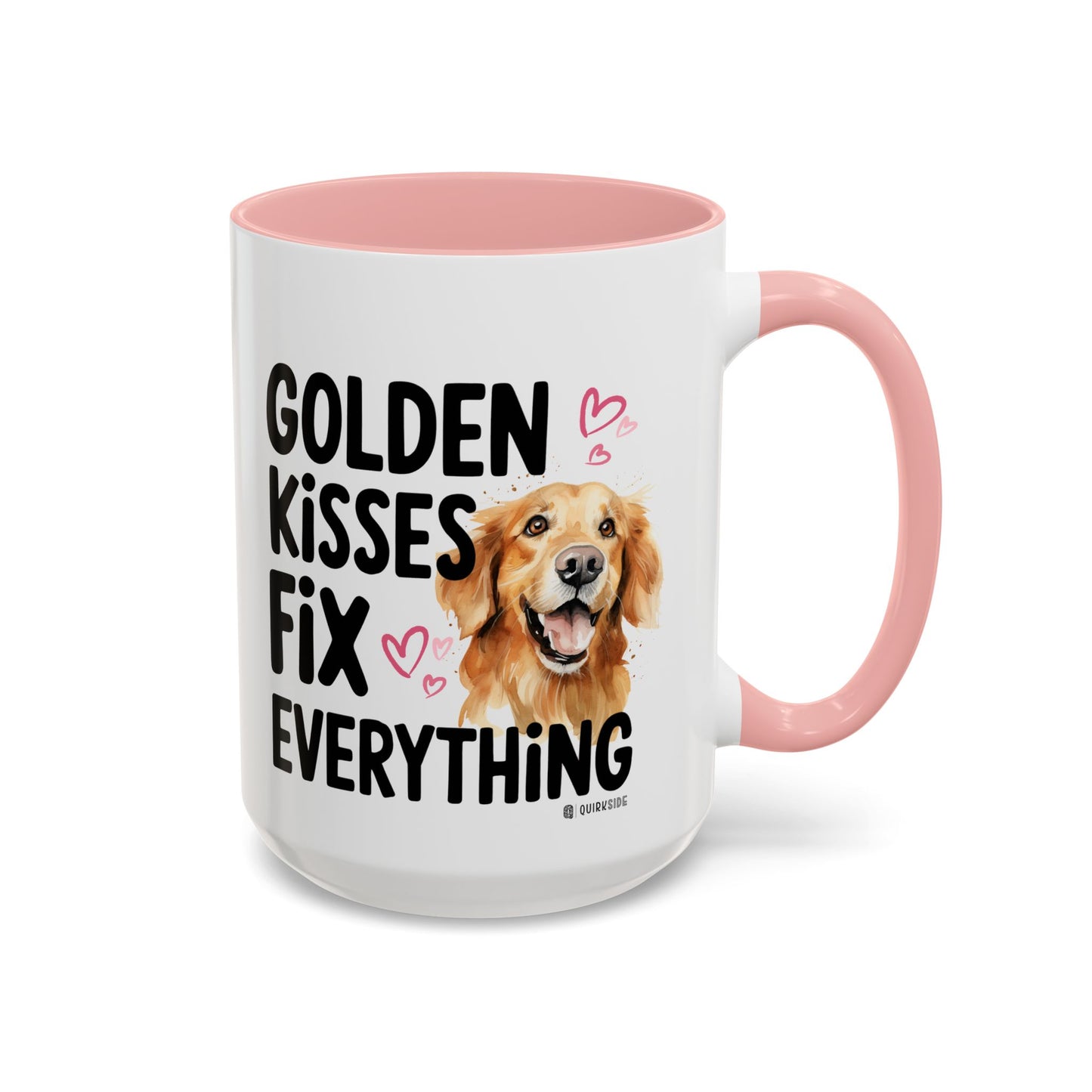 Golden Kisses Fix Everything Mug, Dog Lover Gift, Pet Owner Coffee Cup, Cute Animal Lover Mug, Fun Pet Quote Mug