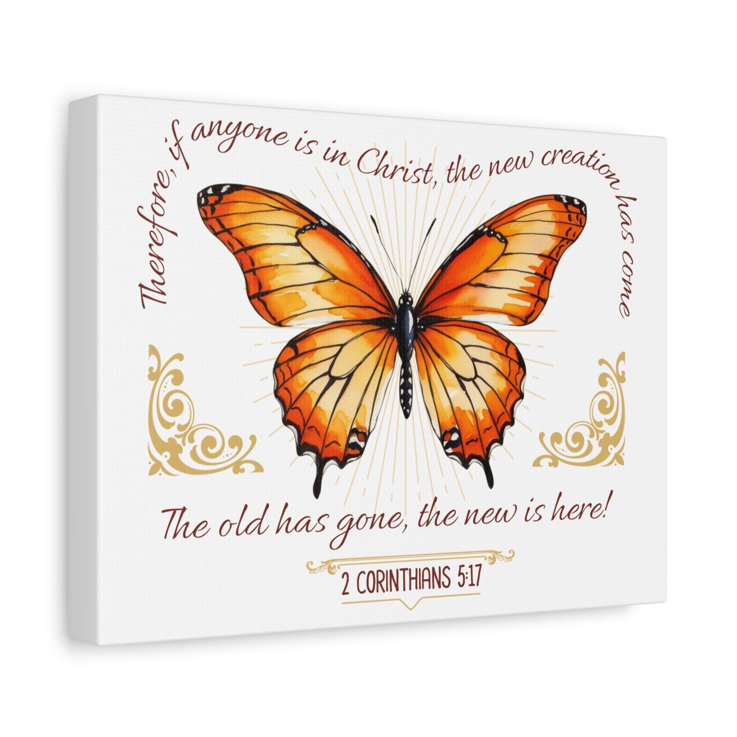 Butterfly Wall Art, Inspirational Canvas Print, Christian Home Decor, Gift for Religious Celebrations, Motivational Artwork