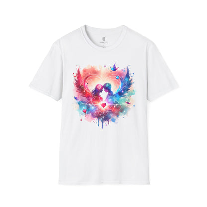 Love in Art and Color Unisex T-Shirt, Valentine's Day Tee, Couple Art Graphic Top, Romantic Gift Shirt, Heart Design Apparel - Quirkside Creations