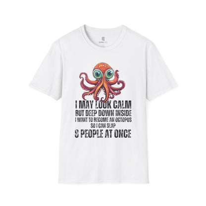 Octopus Funny Unisex Softstyle T-Shirt, Crazy Humor Tee, Stand Out Shirt, Quirky Octopus Top, Hilarious Graphic Tee