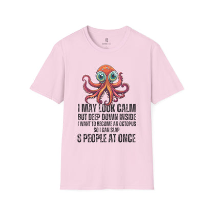 Octopus Funny Unisex Softstyle T-Shirt, Crazy Humor Tee, Stand Out Shirt, Quirky Octopus Top, Hilarious Graphic Tee