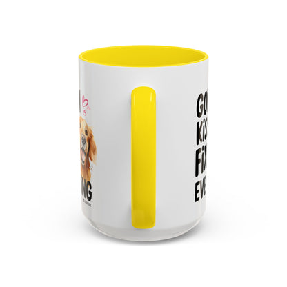 Golden Kisses Fix Everything Mug, Dog Lover Gift, Pet Owner Coffee Cup, Cute Animal Lover Mug, Fun Pet Quote Mug