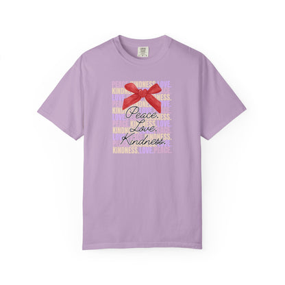 Peaceful Vibes Unisex T-shirt, Kindness Love Tee, Inspirational Shirt, Positivity Apparel, Comfortable Garment-Dyed Top
