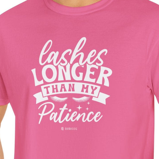 Funny Patience Levels Eye Lashes T-shirt, Humorous Graphic Tee, Sarcastic Unisex Shirt, Comical Quote Top, Men's Women's Apparel - Quirkside Creations