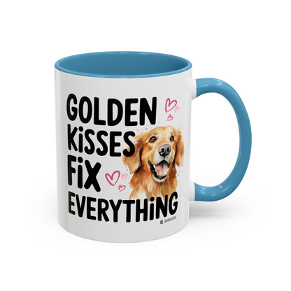 Golden Kisses Fix Everything Mug, Dog Lover Gift, Pet Owner Coffee Cup, Cute Animal Lover Mug, Fun Pet Quote Mug