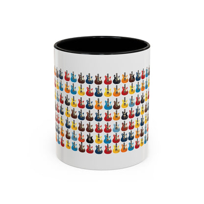 Coffee Mug - Wall of Guitars Design - Music Lover Gift