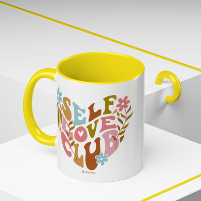 Self Love Club Coffee Mug - Empowering Floral Design, Great for Gifts, Self-Care, Friends, Motivational Mugs
