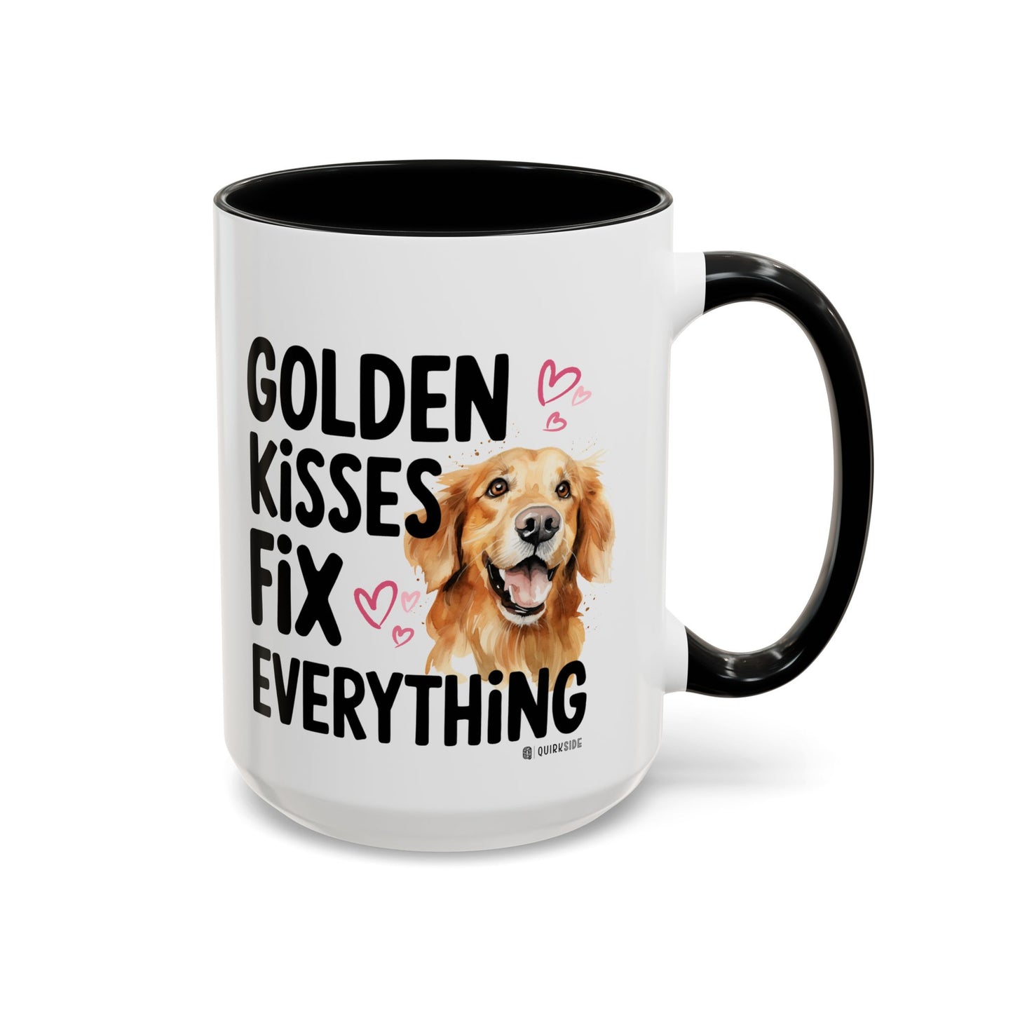 Golden Kisses Fix Everything Mug, Dog Lover Gift, Pet Owner Coffee Cup, Cute Animal Lover Mug, Fun Pet Quote Mug
