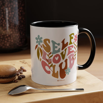Self Love Club Coffee Mug - Empowering Floral Design, Great for Gifts, Self-Care, Friends, Motivational Mugs