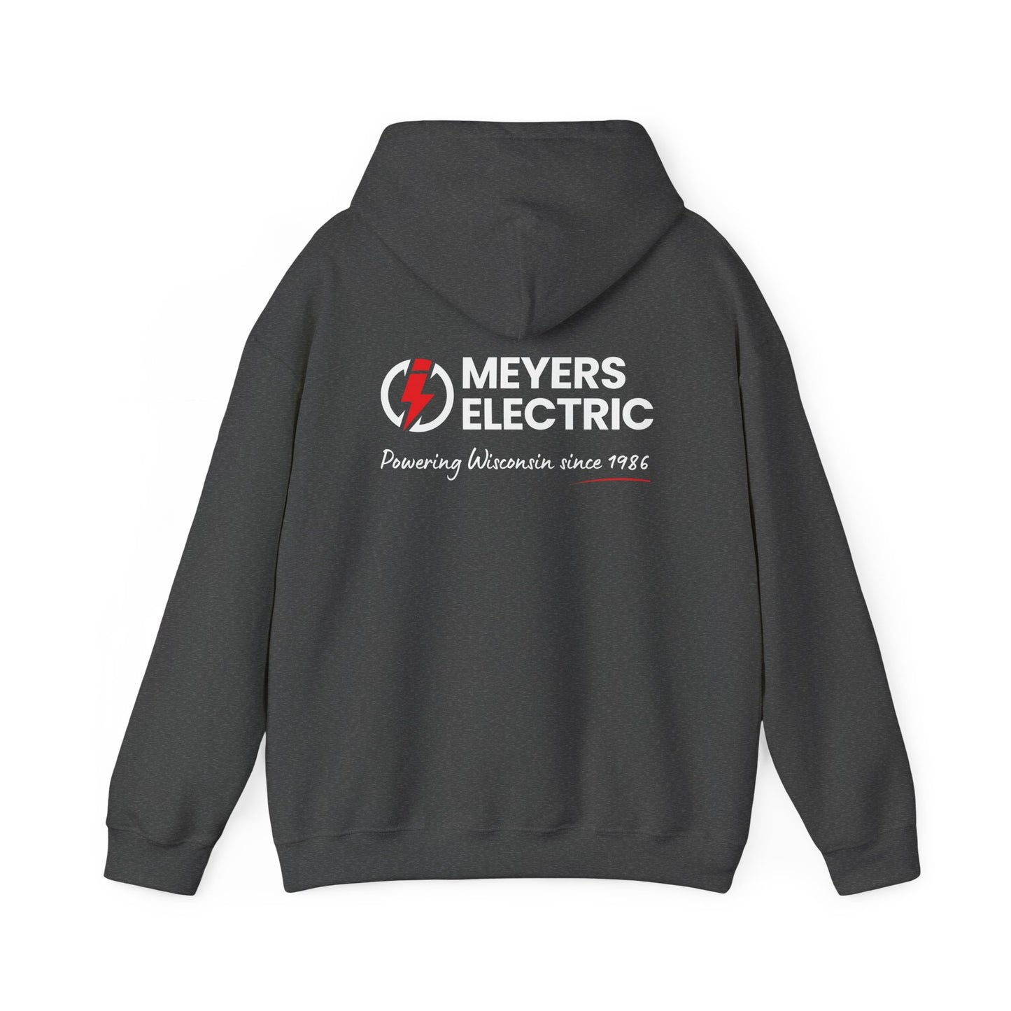 Meyers Electric Logo Hoodie — Navy Workwear Pullover for Electricians