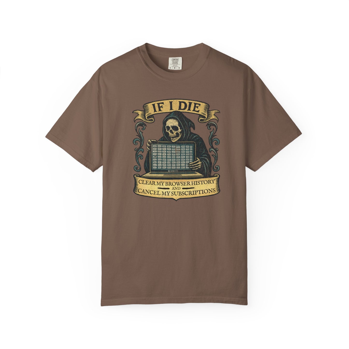 Grim Reaper Graphic Tee, Funny Death T-Shirt, If I Die Shirt, Halloween Gift, Unisex Casual Top