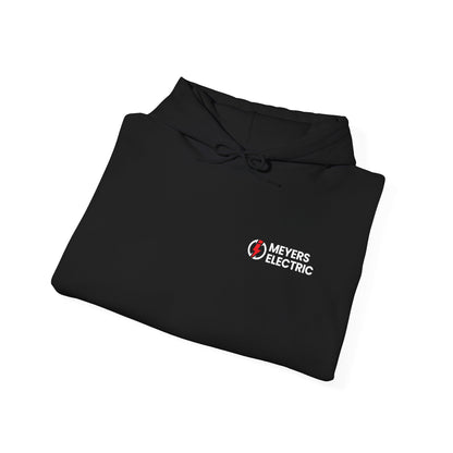 Meyers Electric Logo Hoodie — Navy Workwear Pullover for Electricians