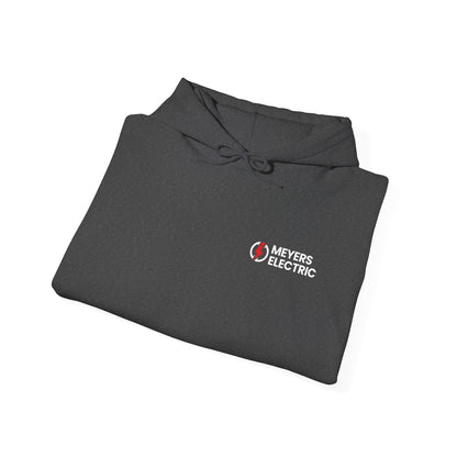 Meyers Electric Logo Hoodie — Navy Workwear Pullover for Electricians