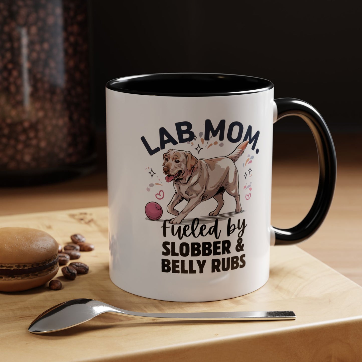 Lab Mom Coffee Mug - Fueled by Slobber & Belly Rubs, Dog Lover Gift, Pet Owner Coffee Cup, Personalized Dog Mom Mug, Cute Animal Mug