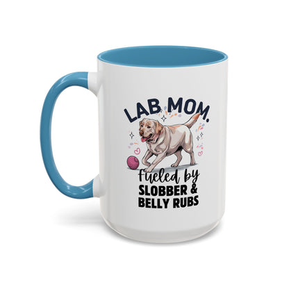 Lab Mom Coffee Mug - Fueled by Slobber & Belly Rubs, Dog Lover Gift, Pet Owner Coffee Cup, Personalized Dog Mom Mug, Cute Animal Mug