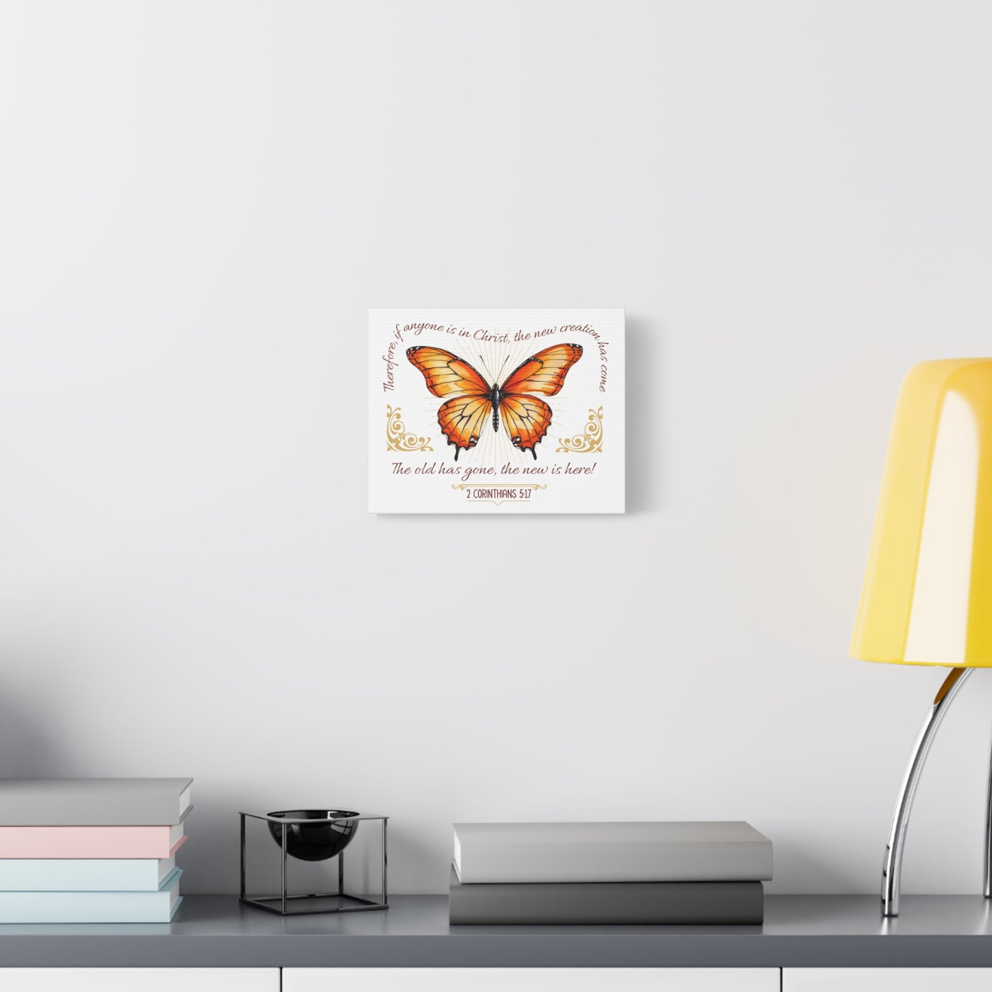 Butterfly Wall Art, Inspirational Canvas Print, Christian Home Decor, Gift for Religious Celebrations, Motivational Artwork