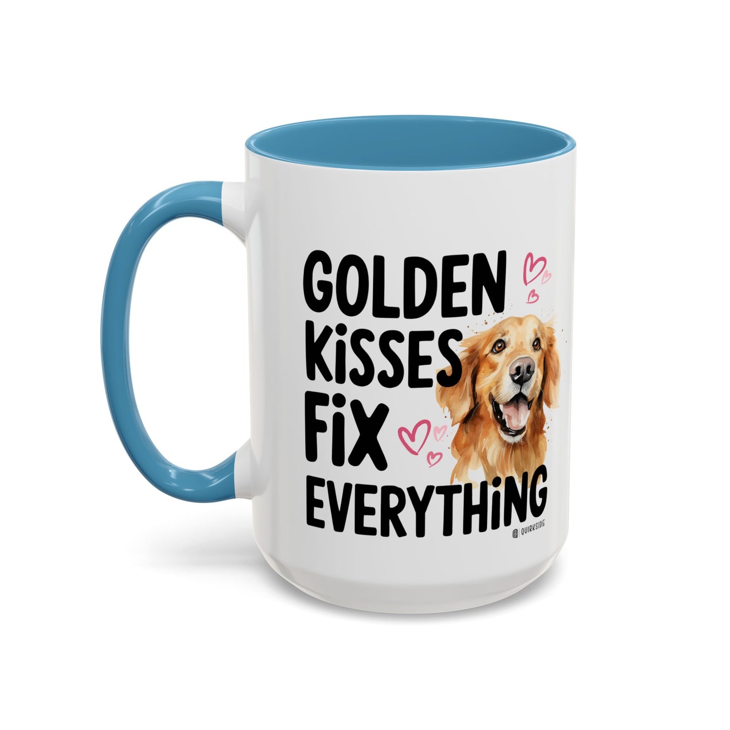 Golden Kisses Fix Everything Mug, Dog Lover Gift, Pet Owner Coffee Cup, Cute Animal Lover Mug, Fun Pet Quote Mug