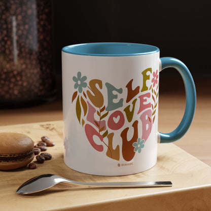 Self Love Club Coffee Mug - Empowering Floral Design, Great for Gifts, Self-Care, Friends, Motivational Mugs