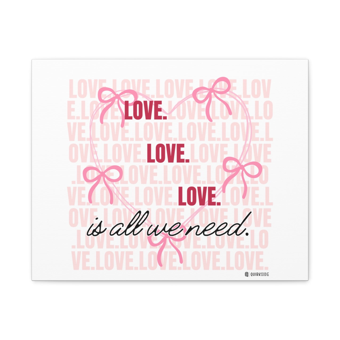 Love-Themed Canvas Wall Art with Pink Bows, Inspirational Home Decor for Weddings, Anniversaries, Valentine's Day, Gifts for Her