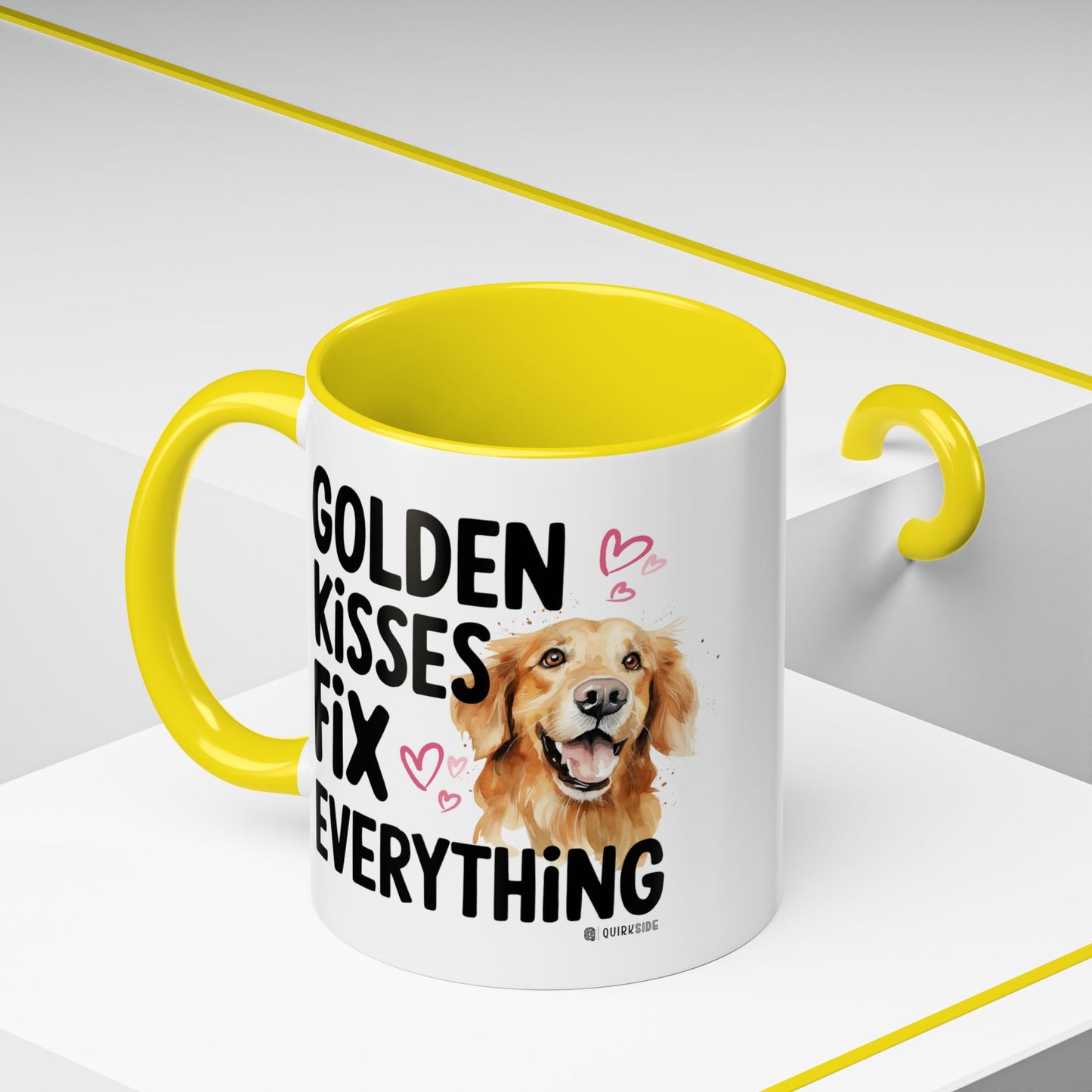 Golden Kisses Fix Everything Mug, Dog Lover Gift, Pet Owner Coffee Cup, Cute Animal Lover Mug, Fun Pet Quote Mug
