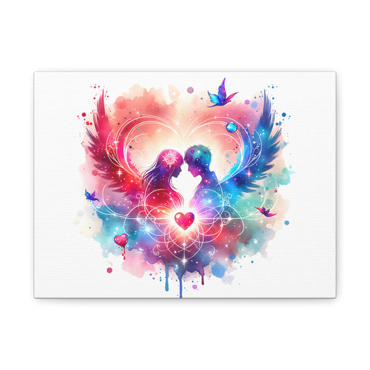 Romantic Love Canvas Art, Canvas Print, Wall Decor, Gift for Couples, Home Aesthetic, Colorful Love Artwork