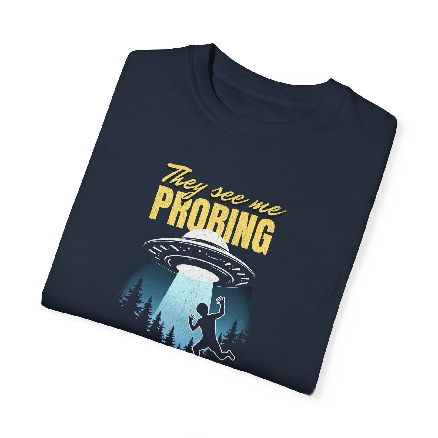 Funny Alien UFO Unisex T-shirt, Extraterrestrial Space Tee, Cosmic Graphic Shirt, Outer Space Clothing, Alien Abduction Apparel