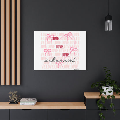 Love-Themed Canvas Wall Art with Pink Bows, Inspirational Home Decor for Weddings, Anniversaries, Valentine's Day, Gifts for Her