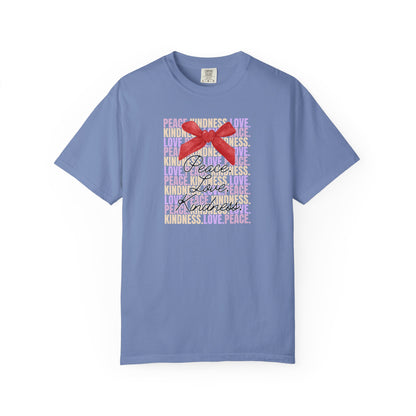 Peaceful Vibes Unisex T-shirt, Kindness Love Tee, Inspirational Shirt, Positivity Apparel, Comfortable Garment-Dyed Top