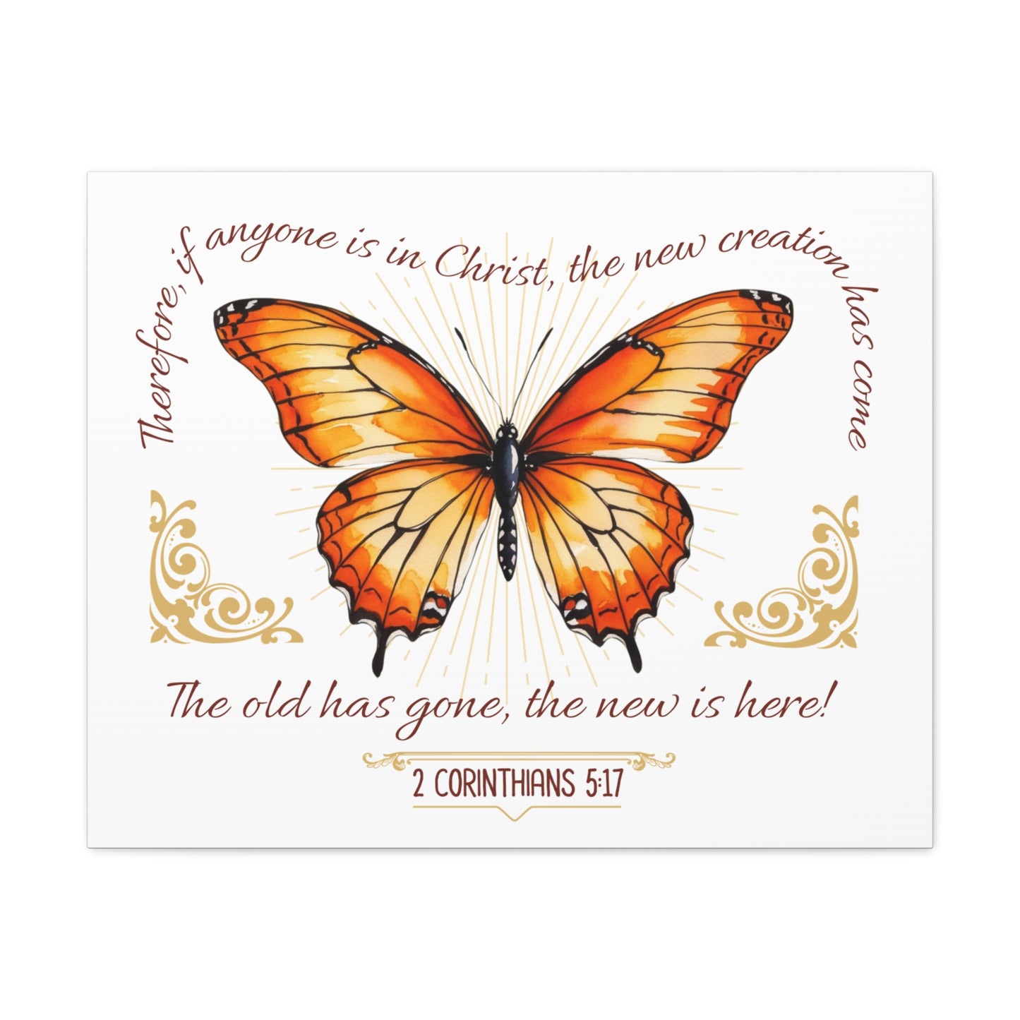 Butterfly Wall Art, Inspirational Canvas Print, Christian Home Decor, Gift for Religious Celebrations, Motivational Artwork