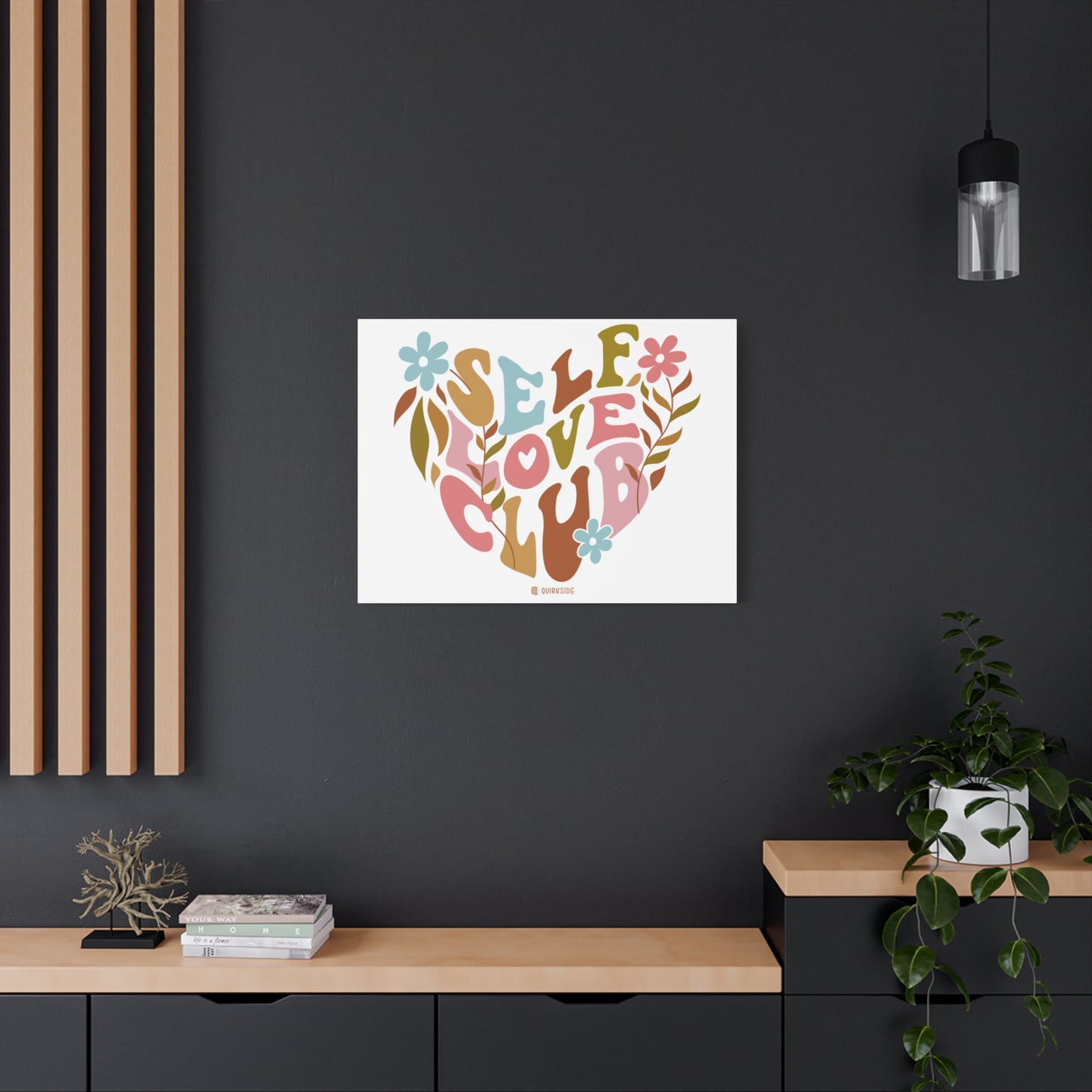 Self Love Club Canvas Art | Inspirational Wall Decor, Gift for Friends, Home and Office Decoration, Positive Vibes