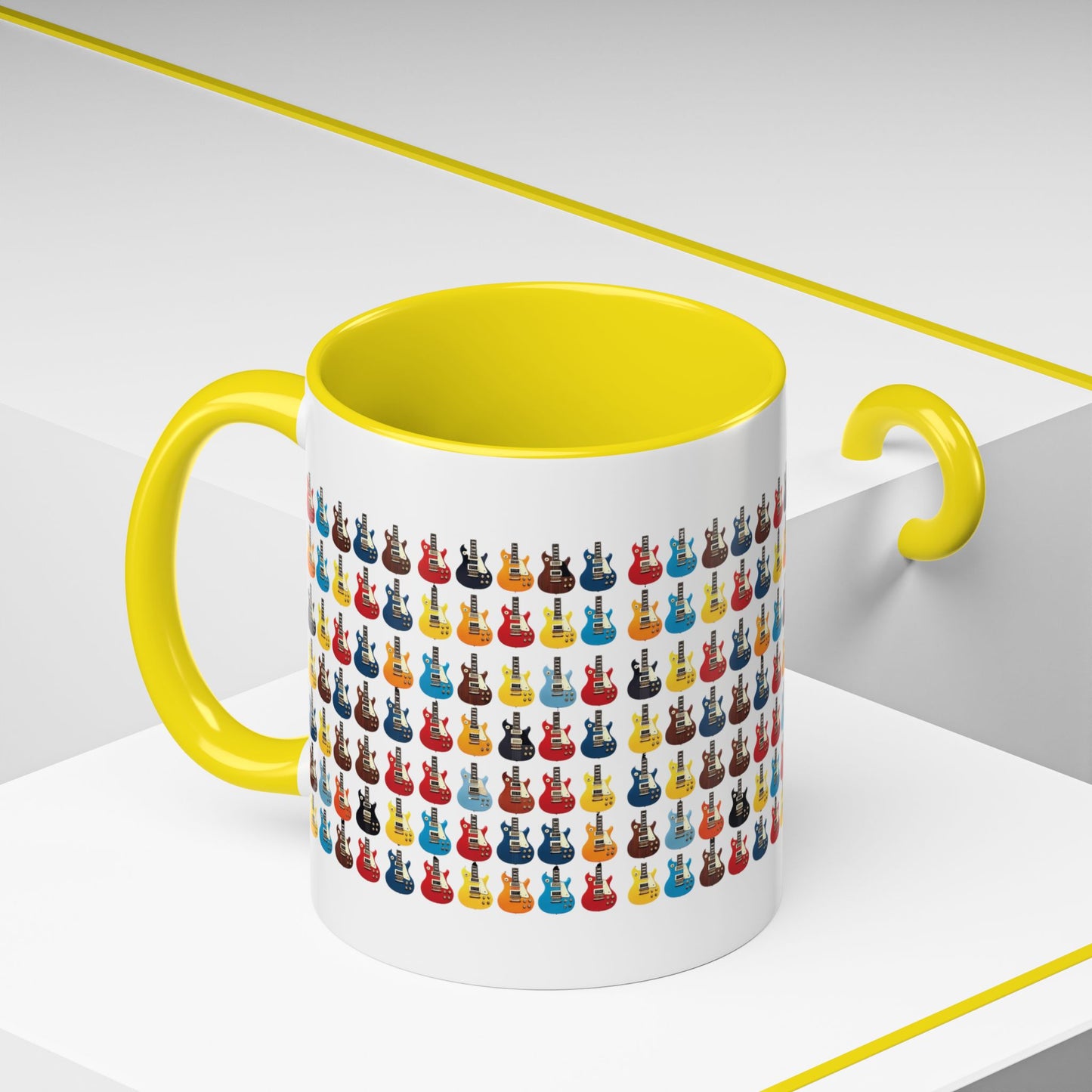 Coffee Mug - Wall of Guitars Design - Music Lover Gift