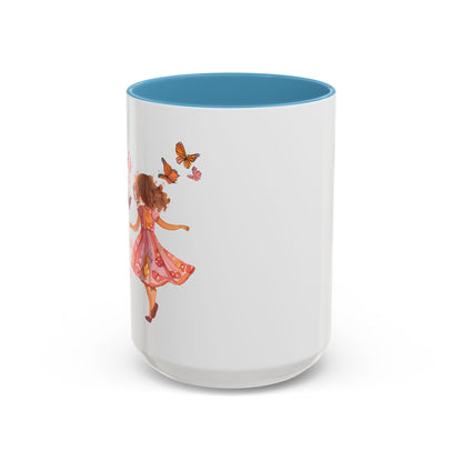 Whimsical Butterfly Accent Coffee Mug, Floral Mug, Gift for Her, Boho Decor, Butterfly Lovers, Inspirational Coffee Cup