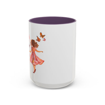 Whimsical Butterfly Accent Coffee Mug, Floral Mug, Gift for Her, Boho Decor, Butterfly Lovers, Inspirational Coffee Cup