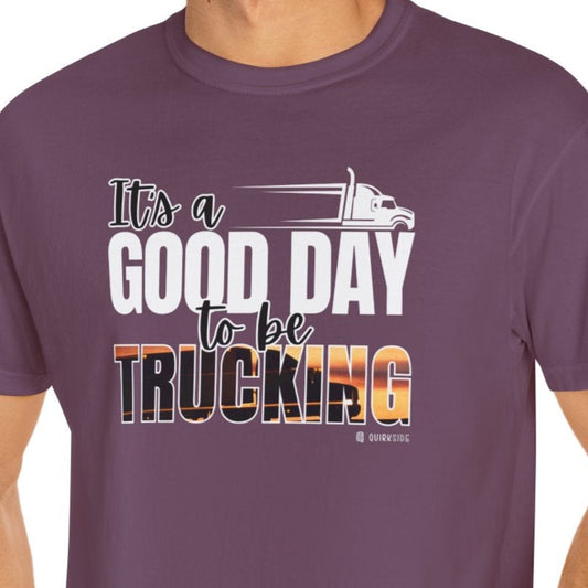 Trucking T-shirt, Truckers Tee, Highway Driver Shirt, On The Road Top, Unisex Tee, Comfortable Garment-Dyed Shirt